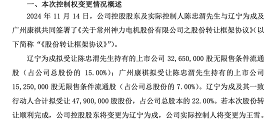 神力股份：控股股东生变